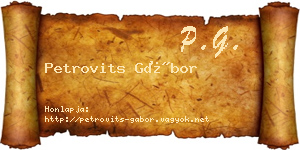 Petrovits Gábor névjegykártya
