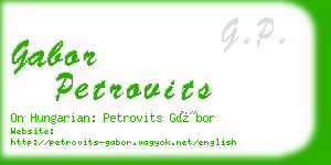 gabor petrovits business card